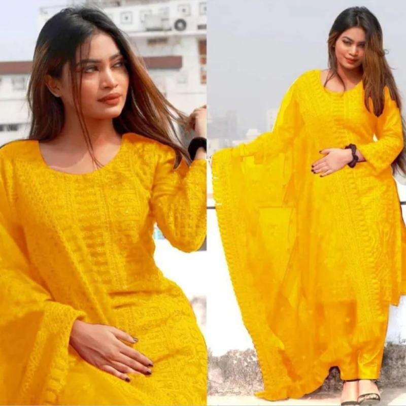 Bonolota Featuring New Indian Four Piece Party Dress Ari Kajer Embroidery Indian four Piece Kashmiri Ary For Piece Bonolota