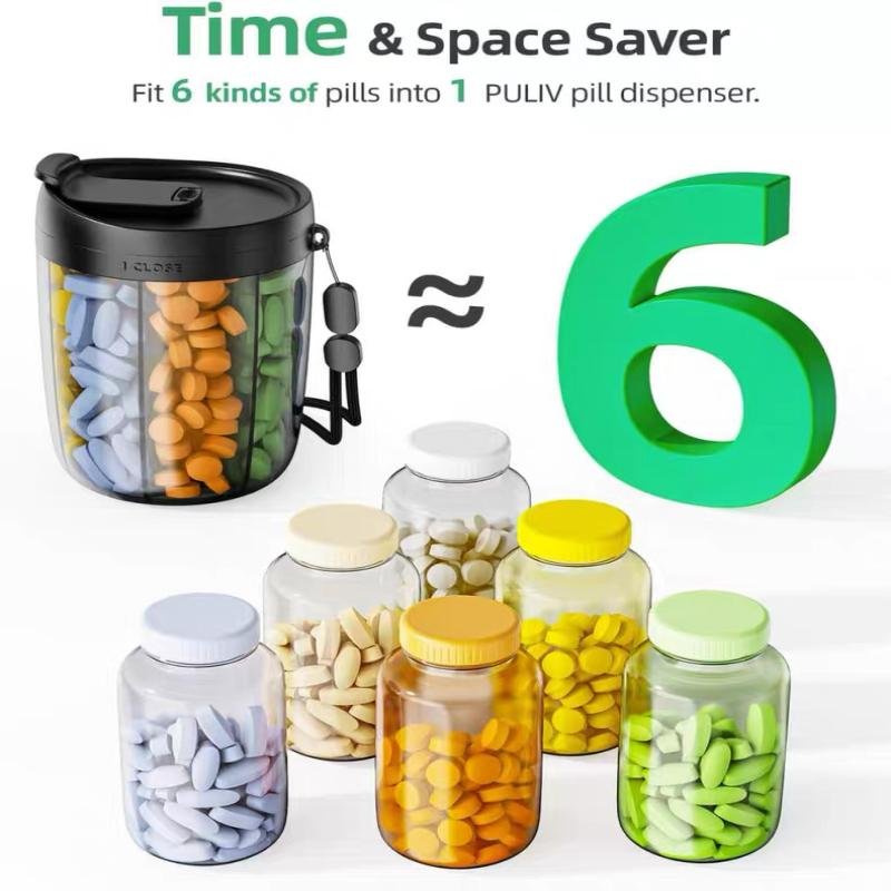 Portable Supplement Pill Organizer Dispenser Box