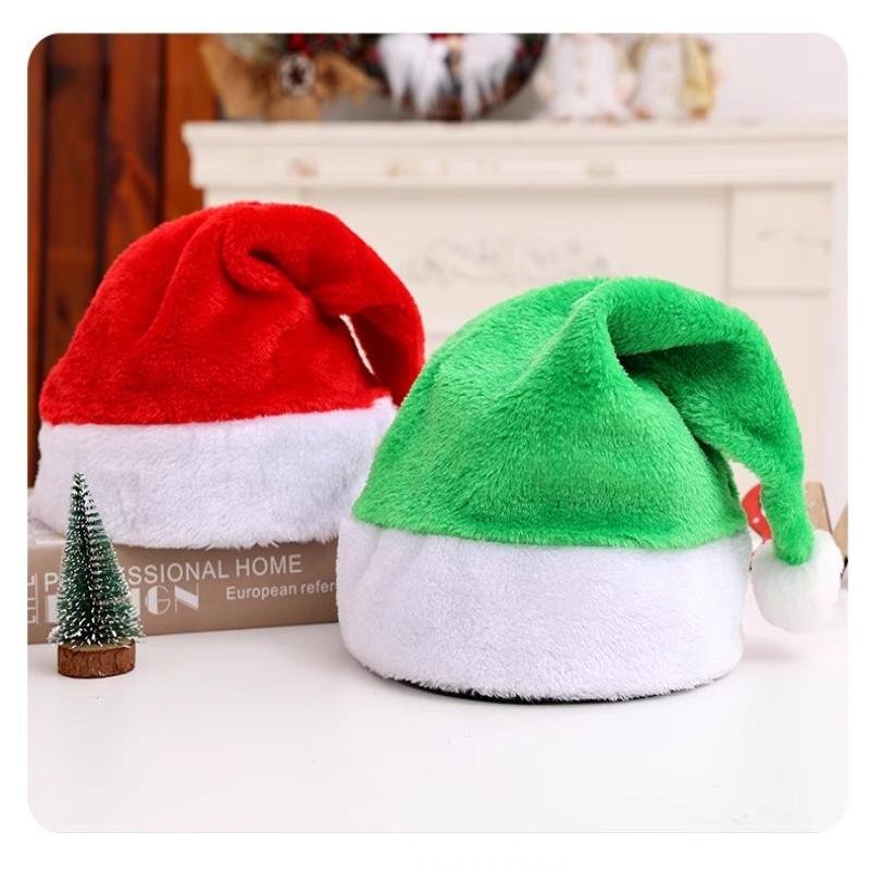Cross-Border Hot-Selling Christmas Short Plush Hat, Christmas Hat for Adults and Kidsren, Party Dress-Up, Christmas Decoration