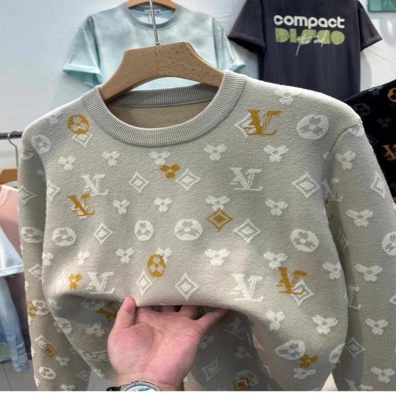 Men's Sweater for Autumn and Winter, Thickened American-Style Casual Knitwear, Light Luxury High-End Brand Knit Shirt, Cool and Stylish Top Clothing