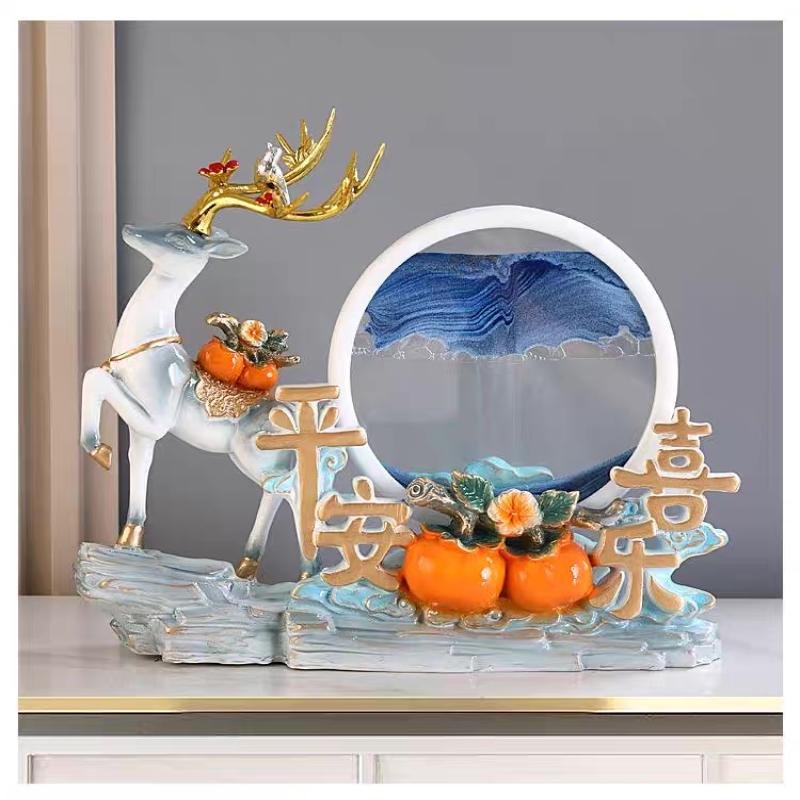 New Lucky Deer Creative 3D Quicksand Painting Ornament Hourglass Home Living Room Desktop Decoration Gift for Friends