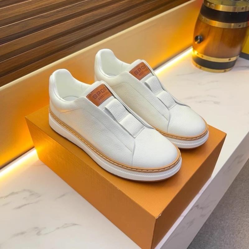 2025 European Station Luxury White Shoes Spring & Fall New Slip-On Men's Shoes Genuine Leather Sneakers Big Brand Men's Leather Shoes