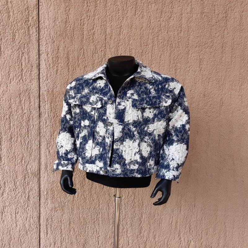 Contrast Color Jacket, Jacquard, Short Style, Men'S, Spring