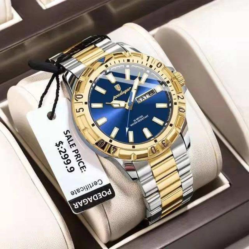 Luxury Quartz Watch for Men Reloj Stainless Steel Business Men Wristwatch Waterproof Luminous Date Uhren Orologio Uomo