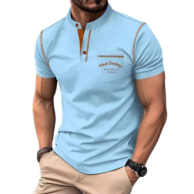 Custom Men's Knitted T-shirts & Sweatshirts Short Sleeve O-Neck Solid 100% Cotton 220 Grams Breathable Quick Dry Casual