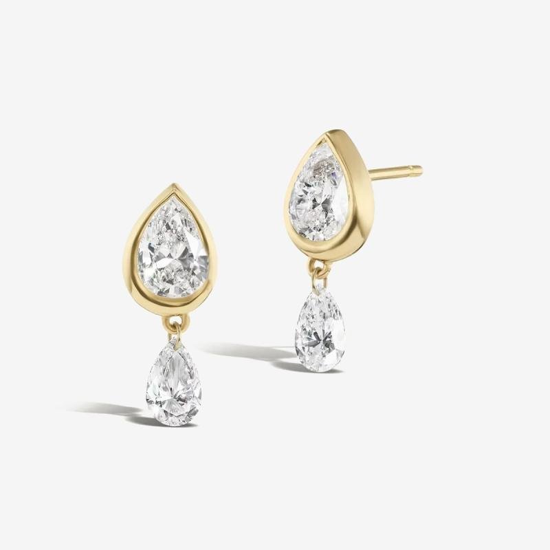 Gold Plated Stud Earrings Women Engagement Jewelry