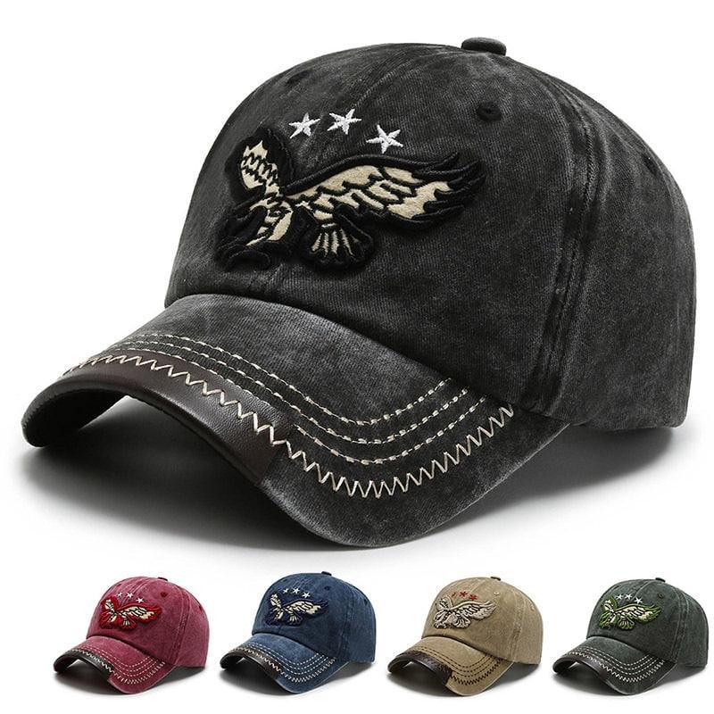 hip hop style embroidered Unisex Street 3D Embroidery Metal Buckle Retro Old Washed Denim 6-Panel Curved Brim Baseball Hat