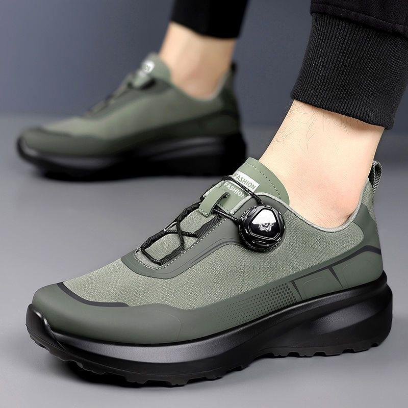 Anti slip Men's Thick Sole Casual Dad Shoes with Rotating Automatic Lock Shoes
