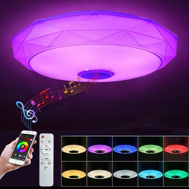 Led Music Ceiling Lights Smart Remote Control Blue-tooth Speaker APP Phones Dimmer RGB 24w 36w LED Ceiling Lamp