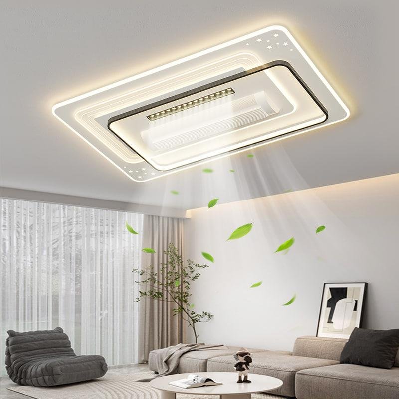 Digital Display Bladeless Ceiling Fan with Adjustable Dimming LED Light for Home Decor