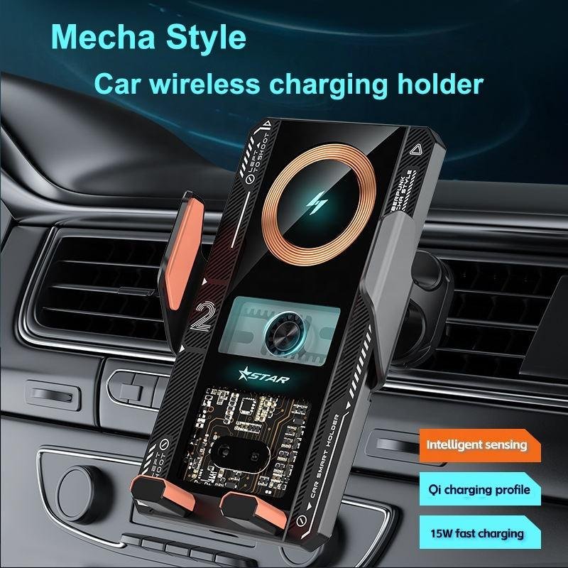 High-End Auto Sensing Wireless Charger New Mecha Style Car Phone Holder Adjustable Height Internet Celebrity Model Stable