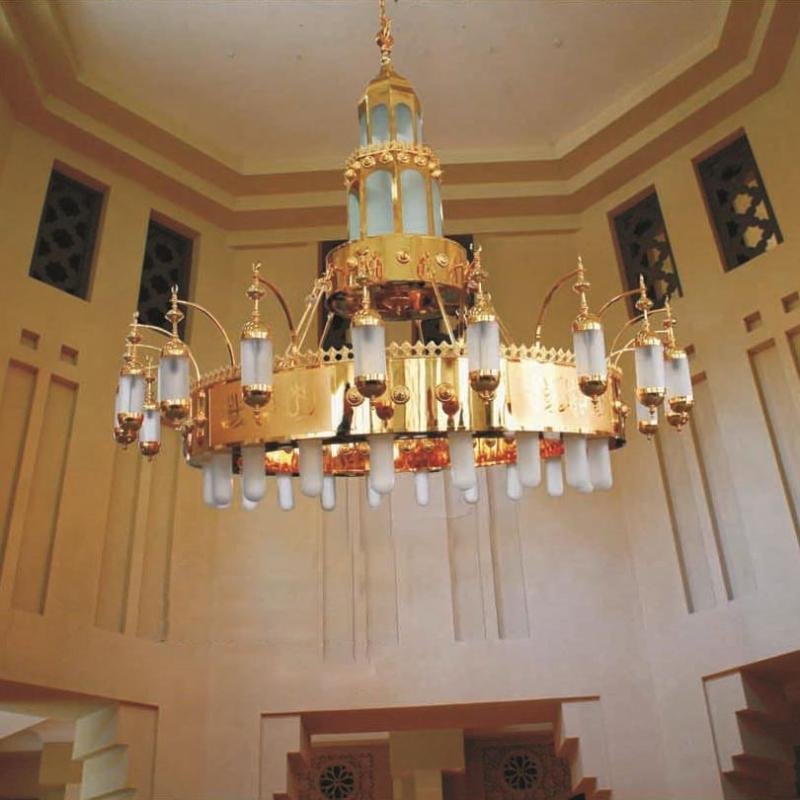 Moroccan Done Turkish Chandelier Hotel Lobby Luxury Golden Style Decorative Iron Glass Large Customized Chandelier for Mosque