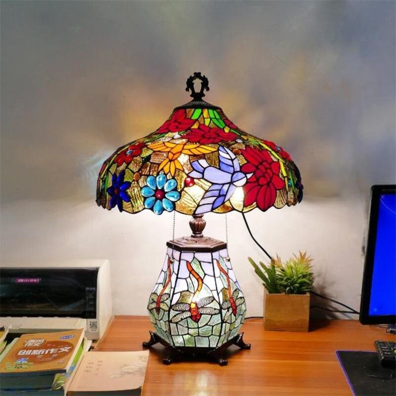 Industrial Tiffany Flower Lamp Tiffany Stained Glass Table Lamps for Home Decor