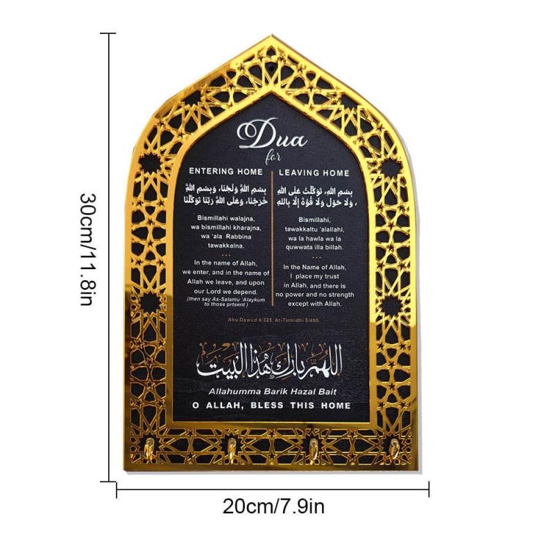 Eid Mubarak Door Sign Acrylic Hanging Ramadan Wall Art Hanger Ramadan Decorations for Islamic Muslim Home Decor