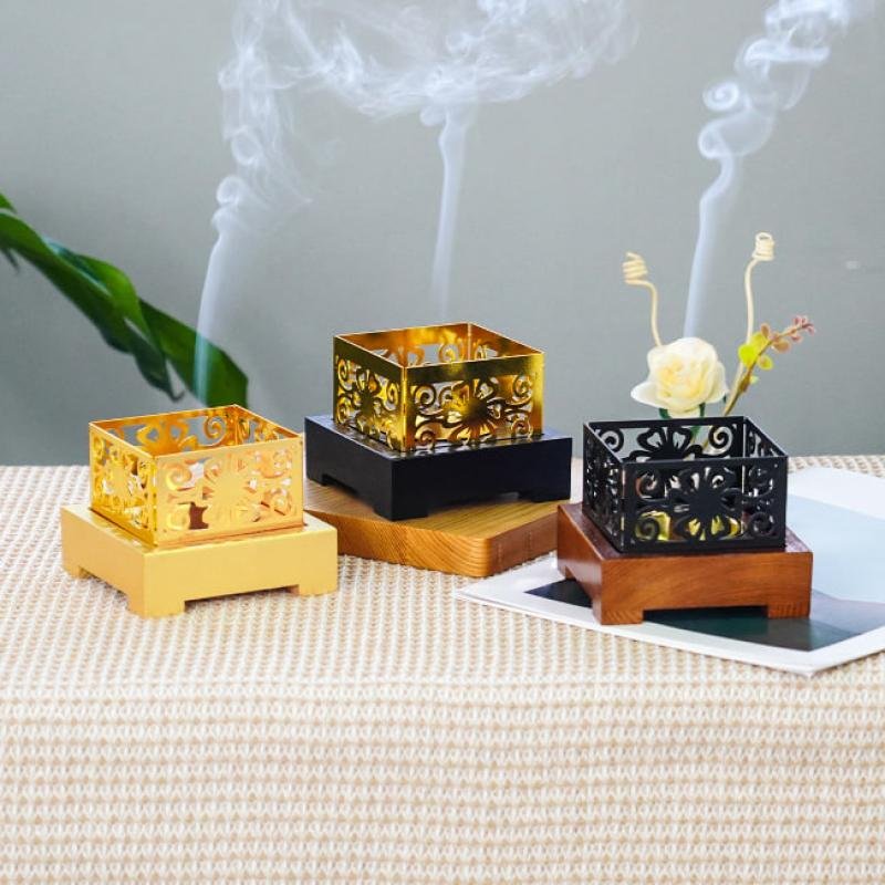 Minimalist Style Creative Square Desktop Holes Carved Fragrance Burner Home Decor Incense Burner Ornament Crafts