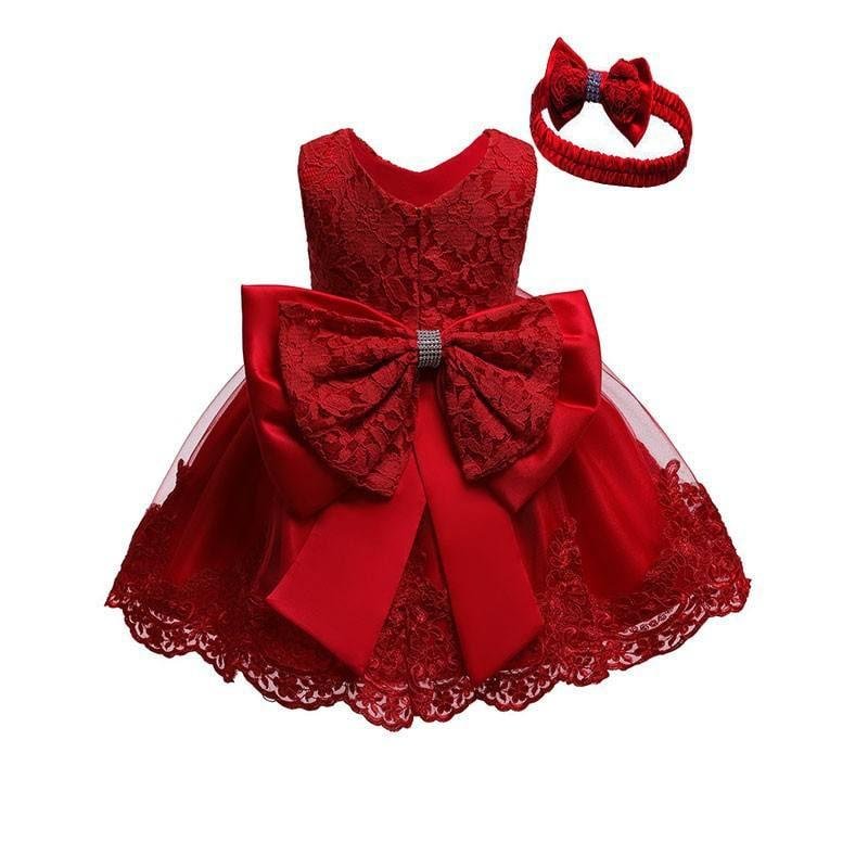 Infant Princess Dress Girls Flower Wedding Party Birthday Tutu Clothes Newborn Infant Bow Kids Dresses