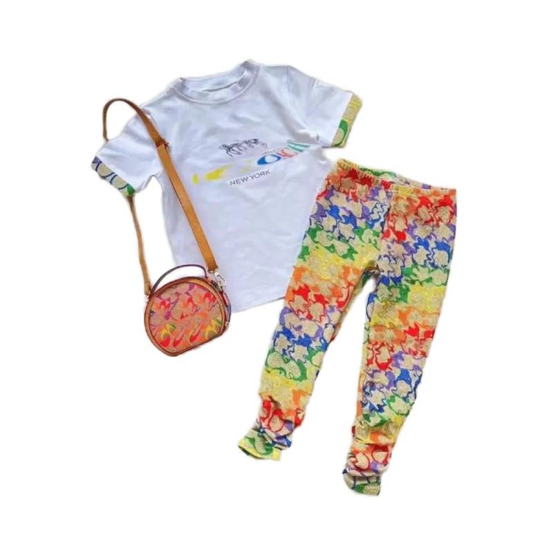 Skirt Set With Bags 2025 Summer Clothing Set Baby Girls Stack Pants Suit Kids 3-pieces Clothing Set