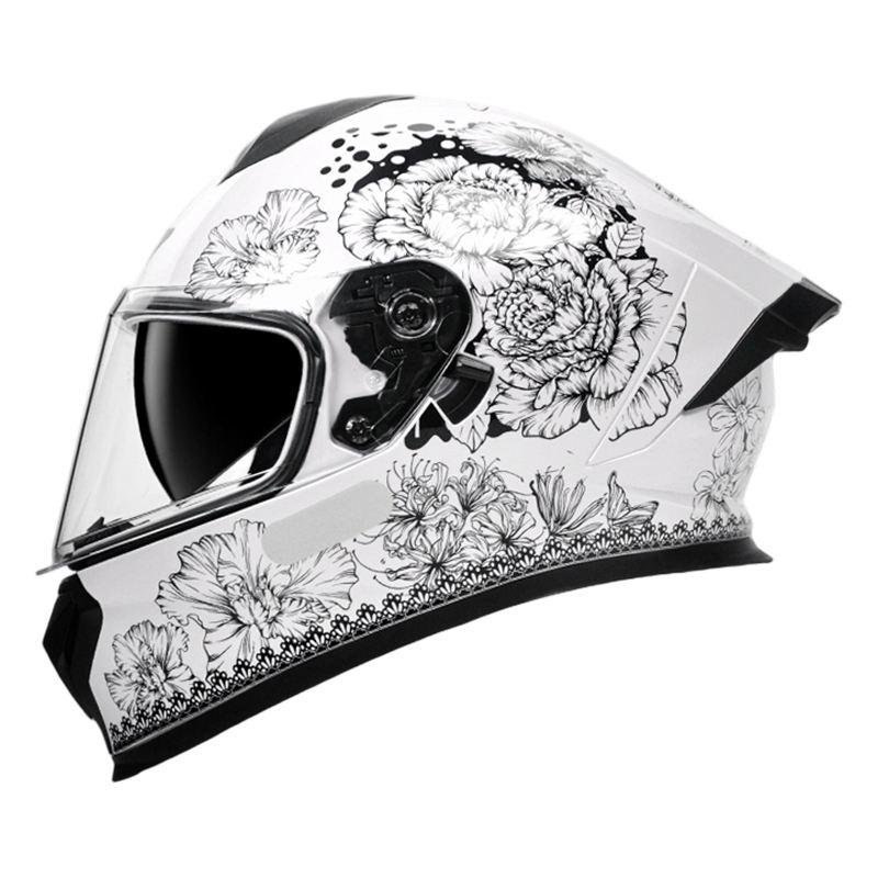 DOT Certification Full Face Motorcycle Helmets Custom Factory Design with Comfortable ABS Lining & Double Mirror Cycling Helmet