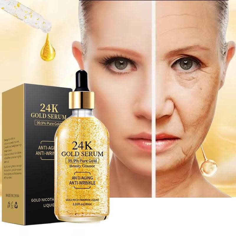 Wholesale 30ml 99.9% Pure Natural Face Skin Care Anti Aging Anti Wrinkle 24k Gold Serum