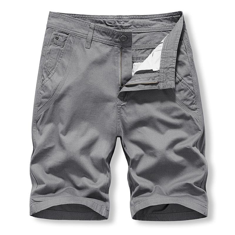 Men's Casual Summer Shorts Solid Color Mid-Length Straight-Leg Over-the-Knee Pants with Loose Fit Over-the-Knee Belt Overalls
