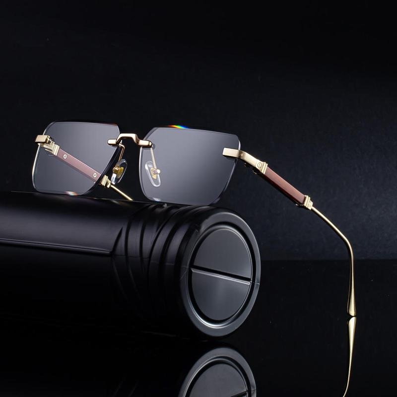 2025 New Model Automatic Photochromic Color Changing Glasses Men Frame-less Sunglasses Premium UV Protection Sunglasses