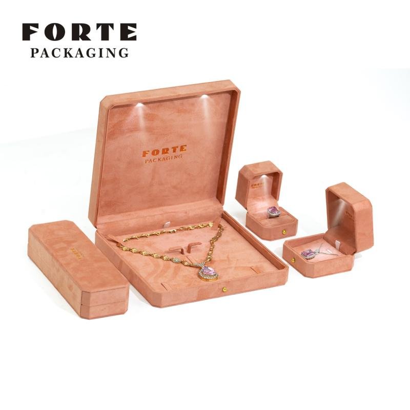 FORTE Orange LED Sustainable Jewellery Package Box Universal Velvet Package for Jewelry