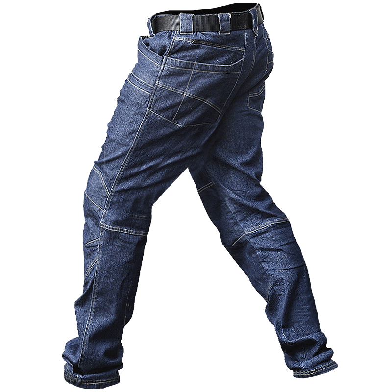 Men's Outdoor Casual Jeans Breathable Wear Resistant Denim Multi Pocket for Commuting Trekking in Autumn