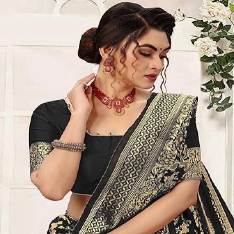 Nivah Fashion Women's Banarasi Art Silk Saree with Blouse Piece