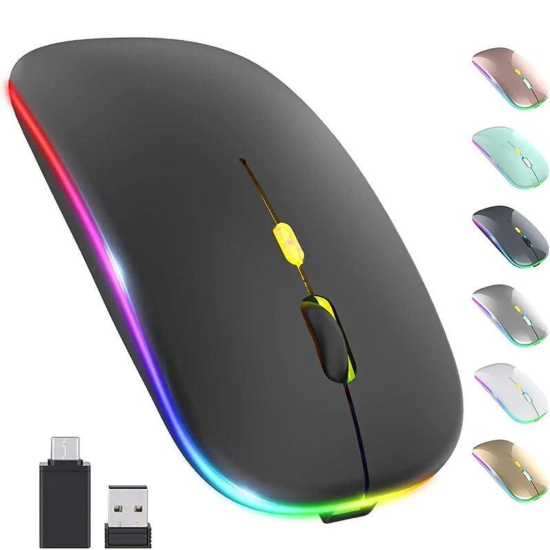 Silent Mouse Inalambrico Ultra-thin Rechargeable Colorful Souris Sans Fil 2-4ghz Optical Computer Wireless Gaming Mouse