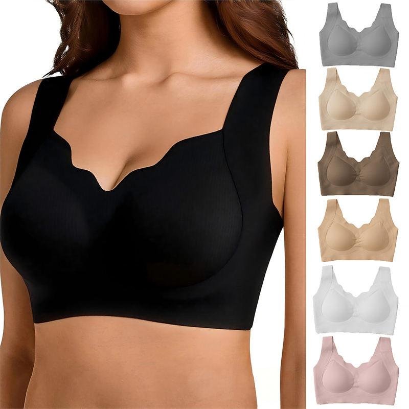 Wholesale OEM Plus Size Lingerie Seamless Comfortable Prevents Sagging Daily Women's Underwear Thin Cup Wire Free Breathable Bra