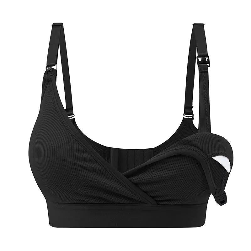 2716 Leak Proof Absorbent Hands Free Pumping Bra Removable Pads Bamboo Wireless Classic Cross Front Maternity Nursing Bras