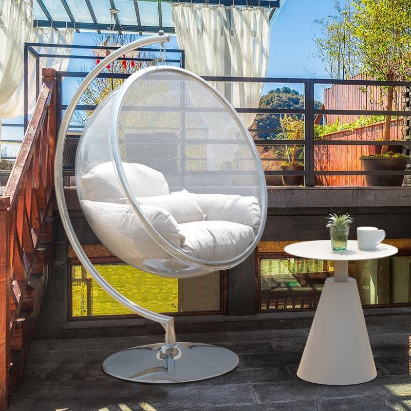 Transparent Acrylic Kids Adult Egg Hanging Swivel Lounge Chairs Gold Sliver Standing Globe Bubble Chair Swing