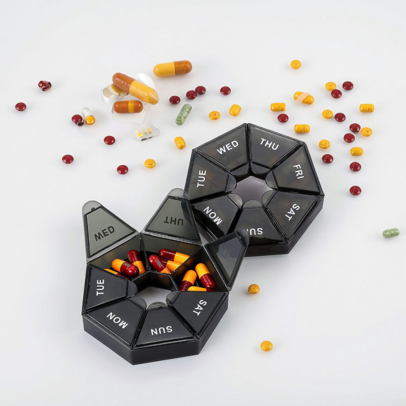 Rainbow Factory Price Portable Plastic Pill Box AM/PM Medicine Organizer Various Specifications Weekly Outdoor Pill Storage