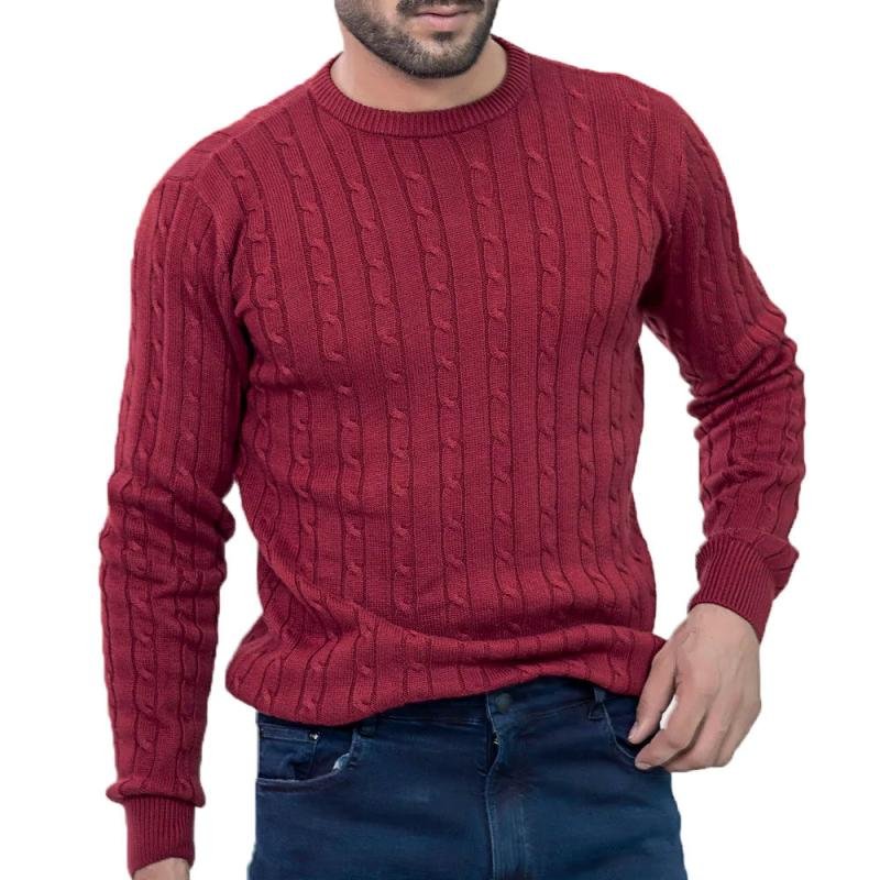 Striped Lapel Polo Sweaters Winter Jackets Knitted Jumpers for Men