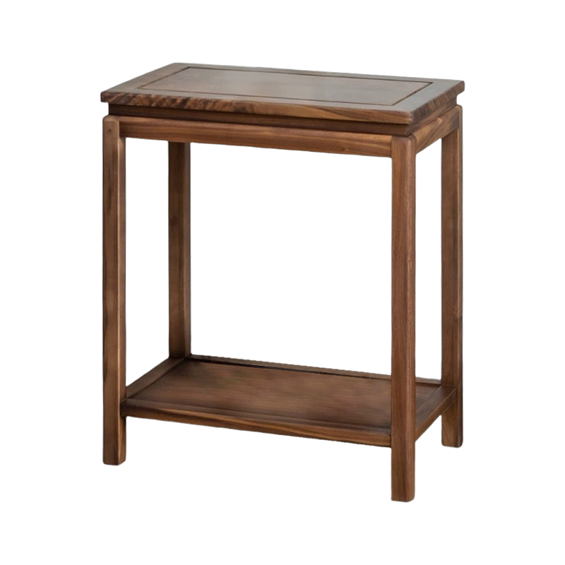 Modern Minimalist 2-Tier Flower Rack North American Black Walnut Solid Wood Storage for Living Room & Apartment